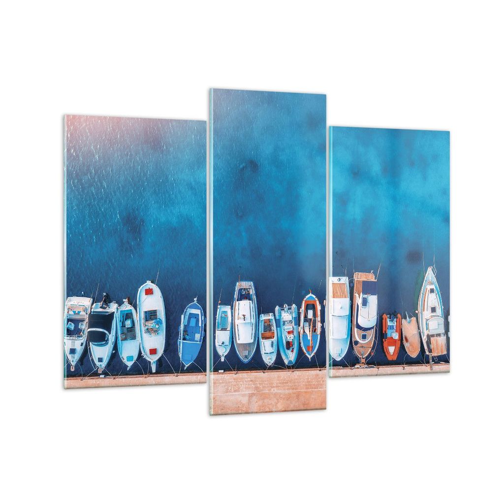Bilder auf glas - 3 Teile - Hafen Hafen £ódŸ - 130x100cm - Glasbilder - Wandbilder - Bilder - zum Aufhängen bereit - Wanddekoration aus Glas - ...