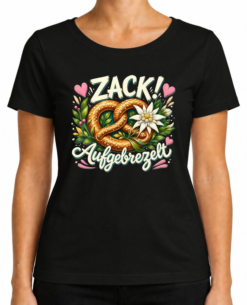 Zack Aufgebrezelt Brezel Edelweiss Trachtenshirt Lederhose Produktbild 