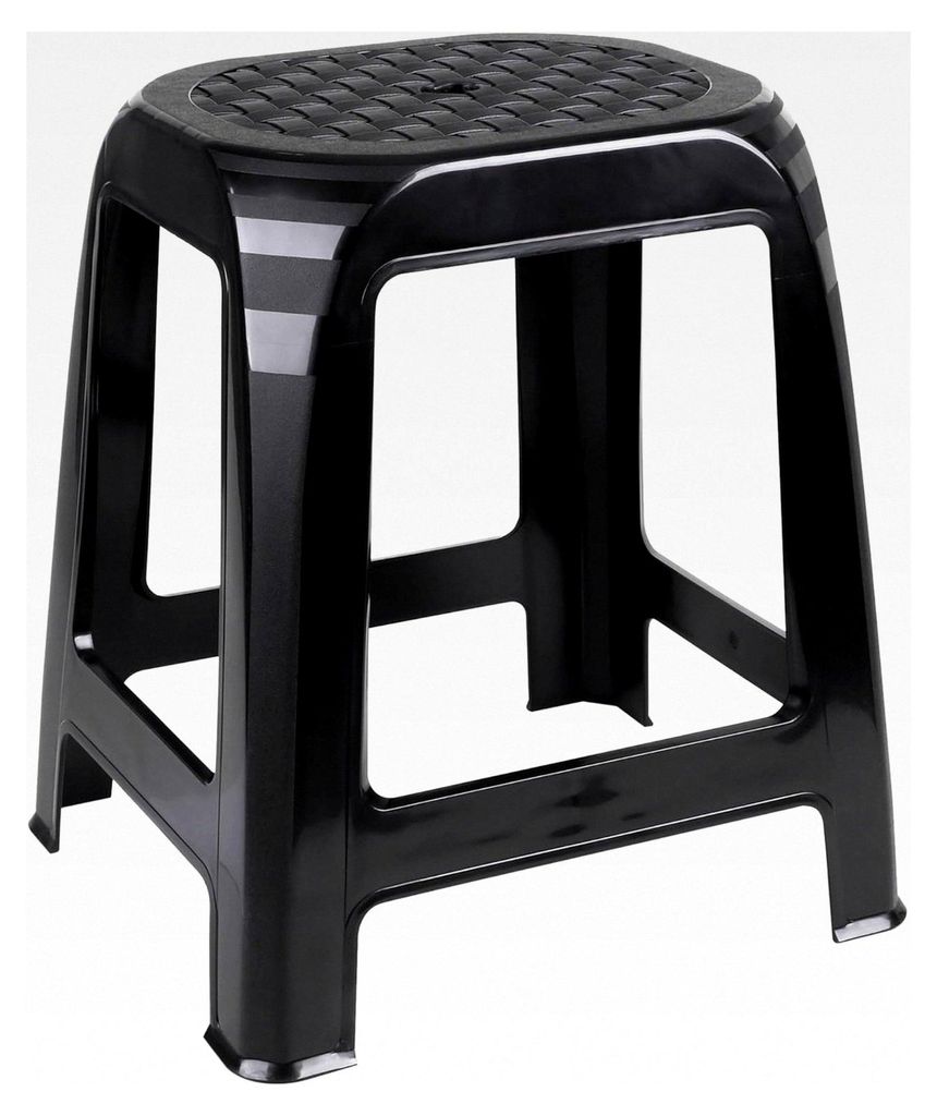 Kunststoff Tritthocker schwarz bis 120 kg belastbar - 46 x 41 cm - Hochstuhl für Küche und Badezimmer - Sitzhocker für den Haushalt - Trittleiter