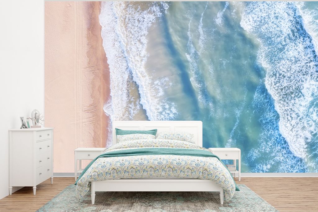 MuchoWow Fototapete für Wohnzimmer oder Schlafzimmer Wandtapete Vinyl Motivtapete Strand - Wasser - Meer - 320x240 cm - Tapeten
