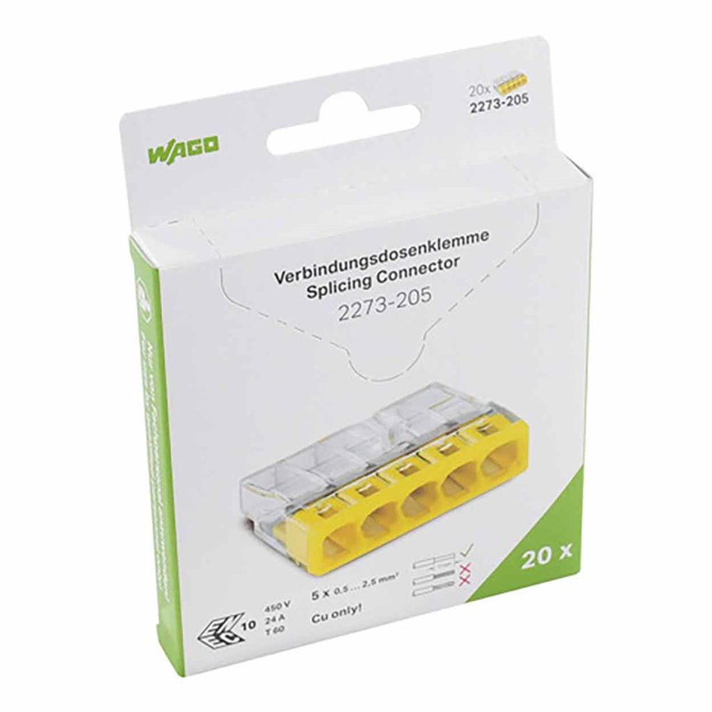 Wago Mini-Schweißklemme 5-Fach 5X0,5-2,5 Mm² 2273-205-20 Stücke In Blasen