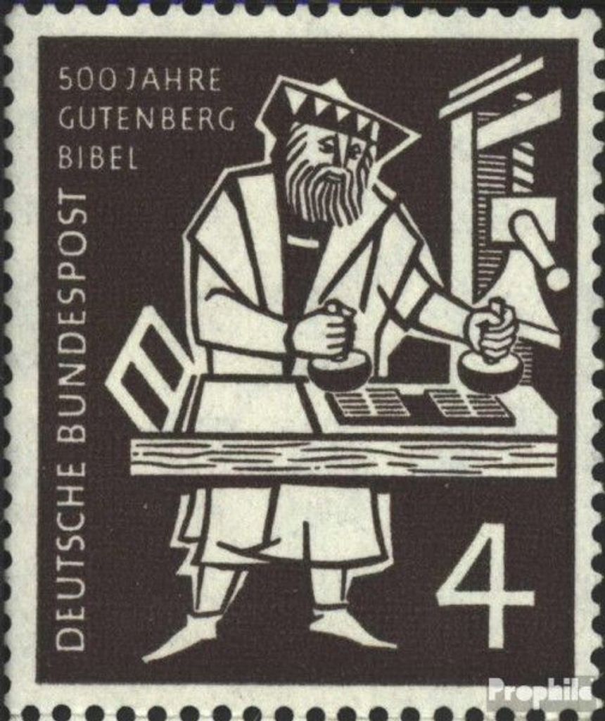 Briefmarken BRD (BR.Deutschland) 1954 Mi 198 (kompl.Ausg.) postfrisch 500 Jahre Gutenberg-Bibel