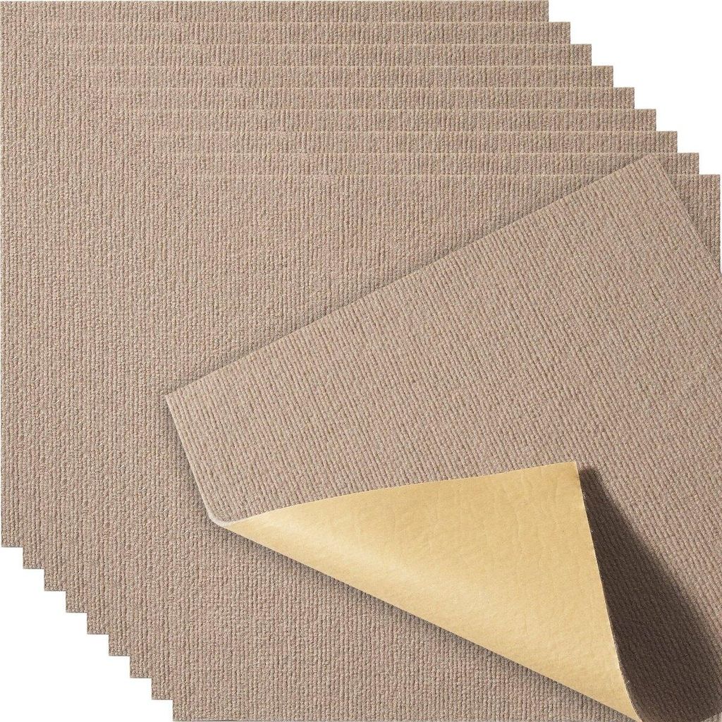 Carpet Tiles Peel and Stick, 18” x 18” Squares Self Adhesive Carpet Floor Tile, Soft Padded Carpet Tiles, Easy Install DIY for Bedroom Living R...