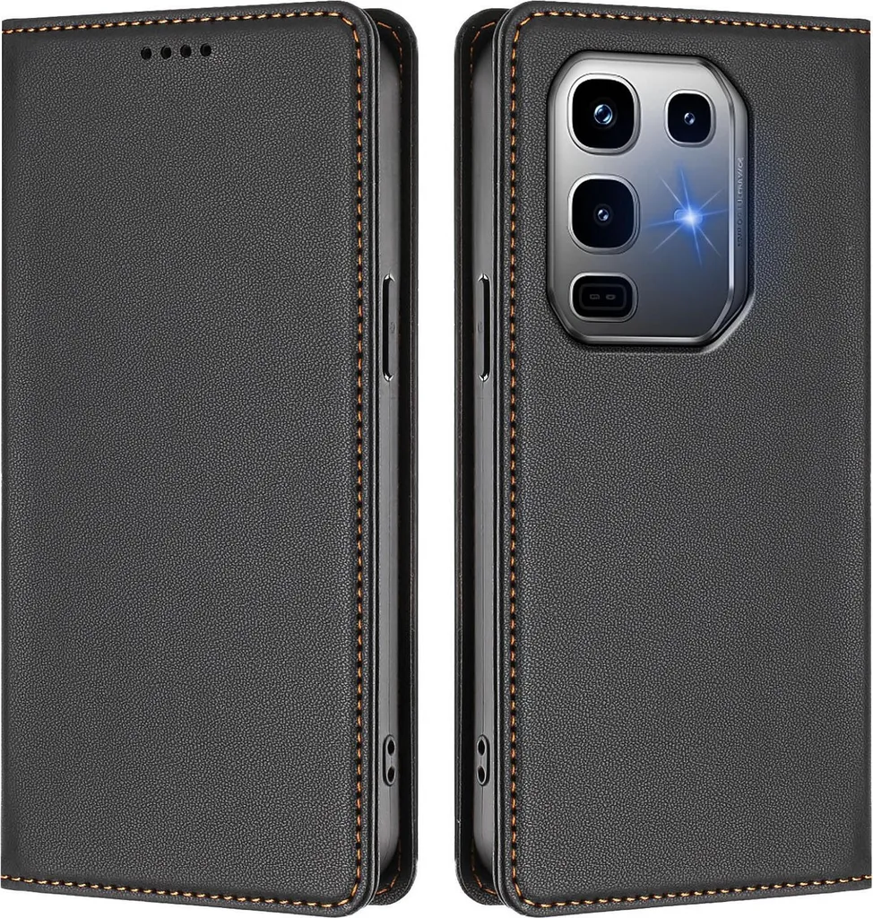 Infinix Note 50 Pro+ 5G Custodia Anti-Urto Flip Pelle Nera Magnete