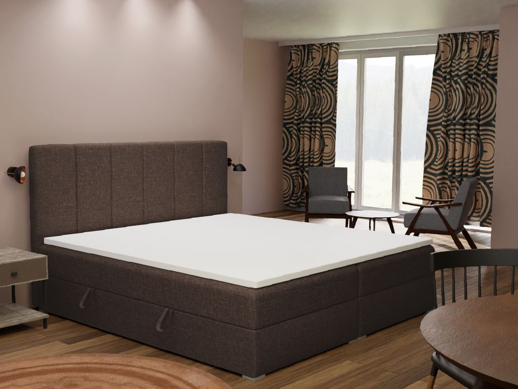 FEDVE Boxspringbett Schlafzimmerbett JUKON mit 2 Bettkästen, Doppelbett mit Bonell-Matratze und Topper 200x200