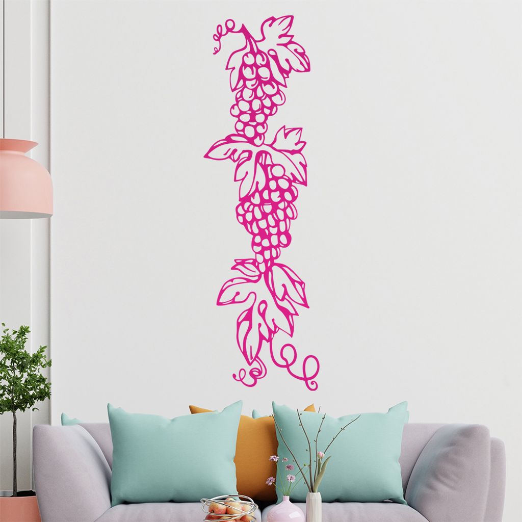 Weintrauben - Pflanze Wandtattoo in 6 Größen - Wandaufkleber Wall Sticker - Dekoration, Küche, Wohnzimmer, Schlafzimmer, Badezimmer