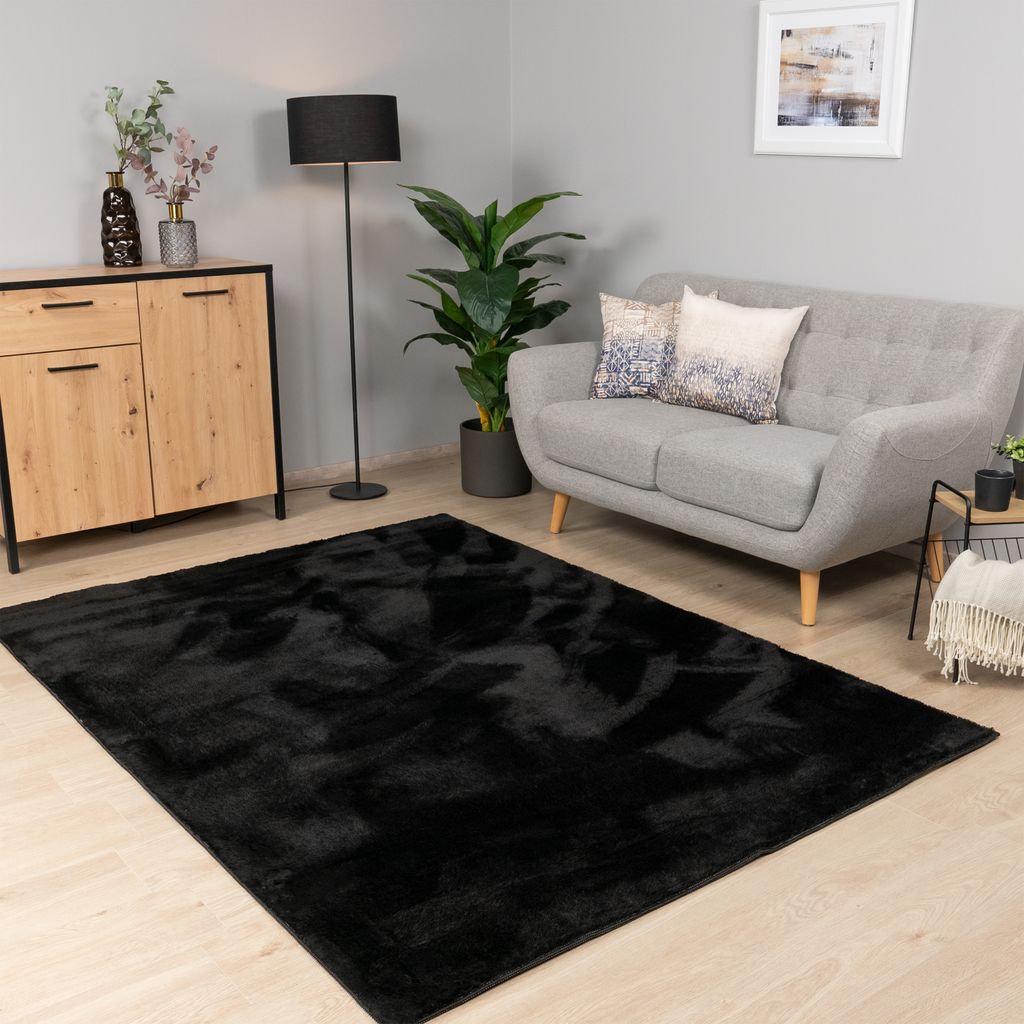 Teppich Wohnzimmer Kurzflor Waschbar Einfarbiges Muster Weich Rutschfest Modern Grösse 140x200 cm