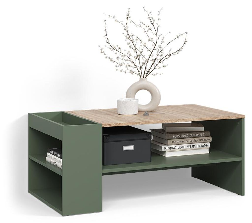Couchtisch Livinity Piave Grün mit Regalen, Model 58834 Produktbild 