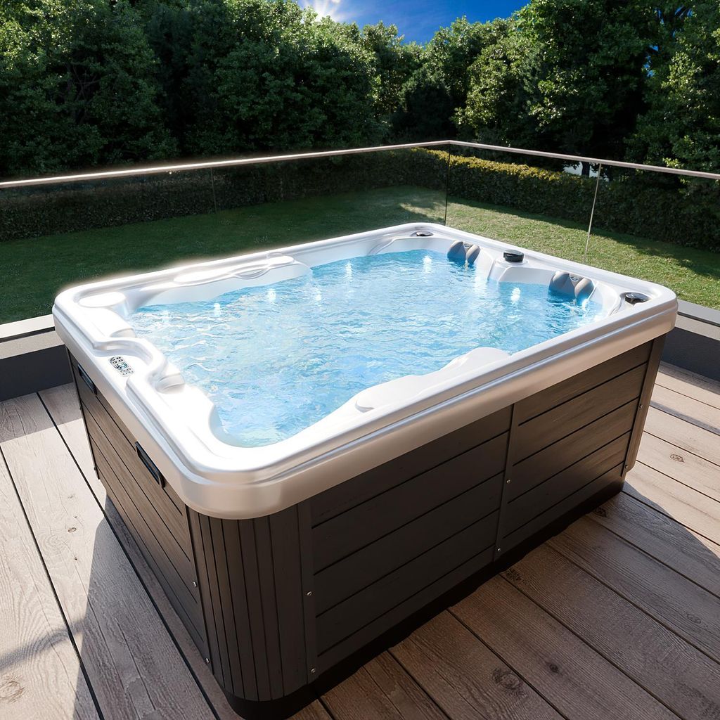 TroniTechnik BOTTARO, 210x160 cm Outdoorwhirlpool mit Heizung, Farblicht, Massagedüsen und robuster Sanitäracryl-Wanne