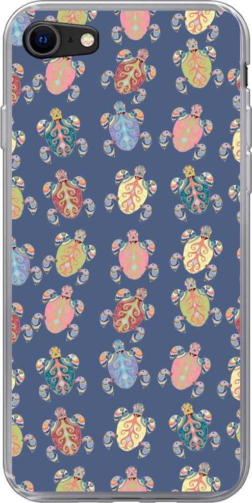 MuchoWow Handyhülle Schutzhülle Hülle für Telefoonhoesje iPhone 7 Muster - Schildkröte - Tiere - Kinder - Kinder Silikon Softcase Handy Hül...