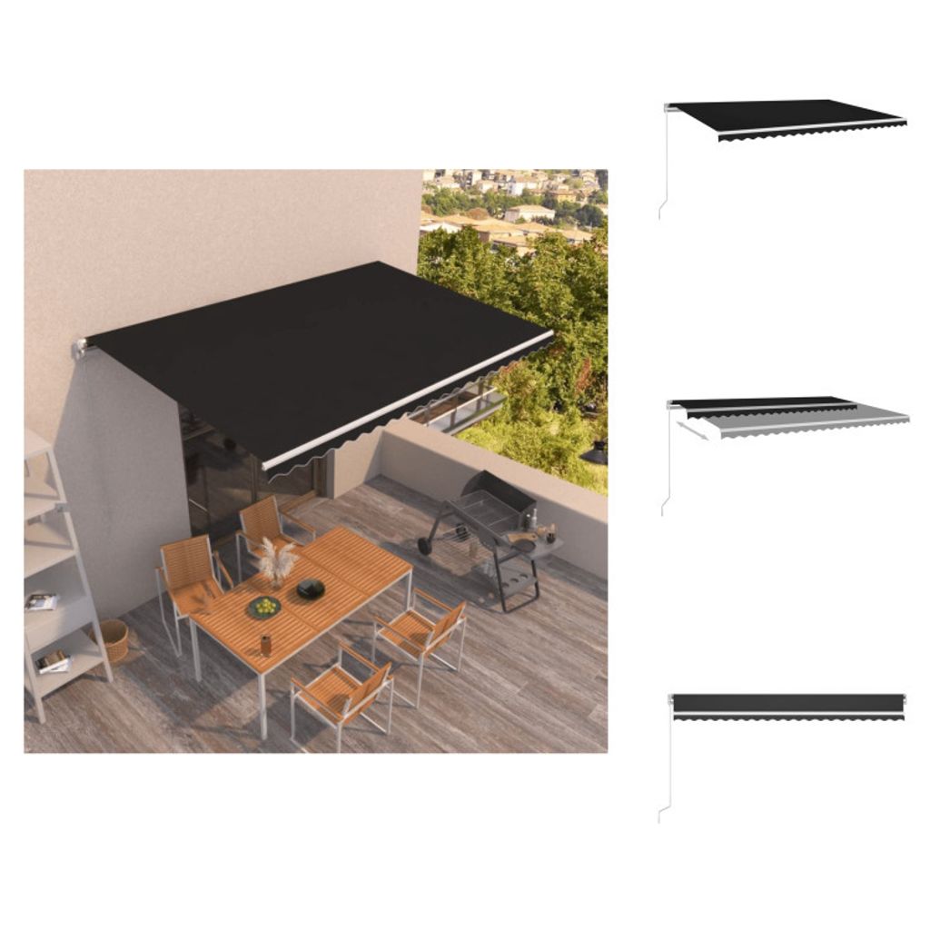 vidaXL Markise Manuell Einziehbar 500x350 cm Anthrazit - Markisen