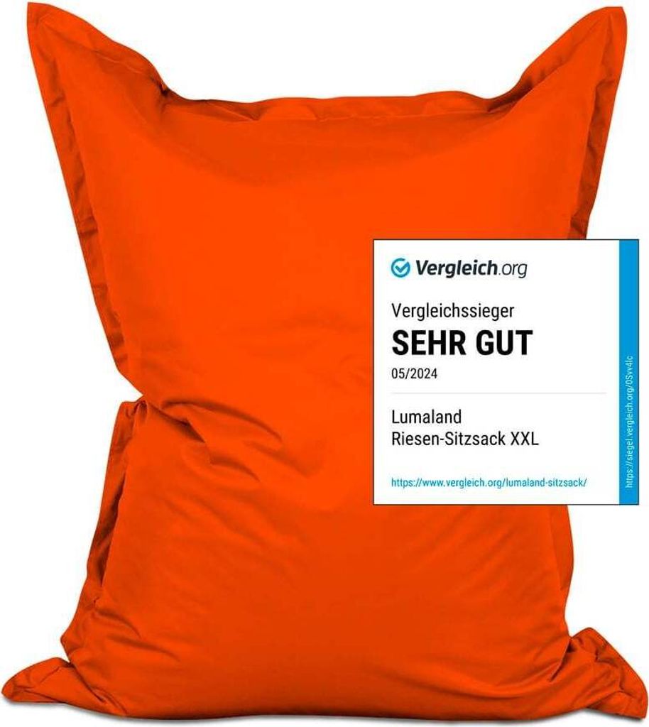 Lumaland Riesen-Sitzsack XXL 140x180 cm Wasserfestes Indoor & Outdoor Liegekissen über 3 Mio. anpassungsfähigen EPS-Perlen Bean Bag waschbarem Bezug