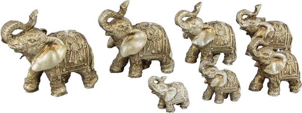 Figuren Set 7 Elefanten aus Polyresin von 4 bis 10,3cm - Produktbild 