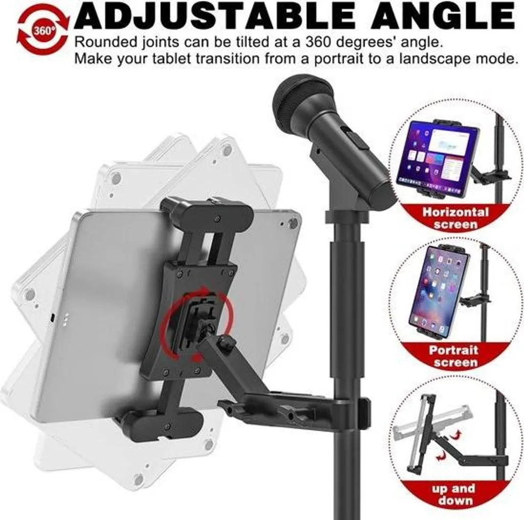 Support de tablette pivotant 360° pour pied de micro compatible iPad Pro - 4