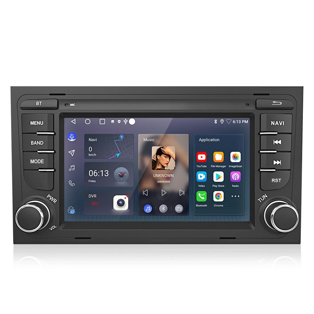 Hexinex Android 15 Autoradio für Audi A4 (2000-2009) 7 Zoll Touchscreen, 2GB+64GB, 4-Core, WiFi, GPS, Lenkradsteuerung, DSP, RDS/FM