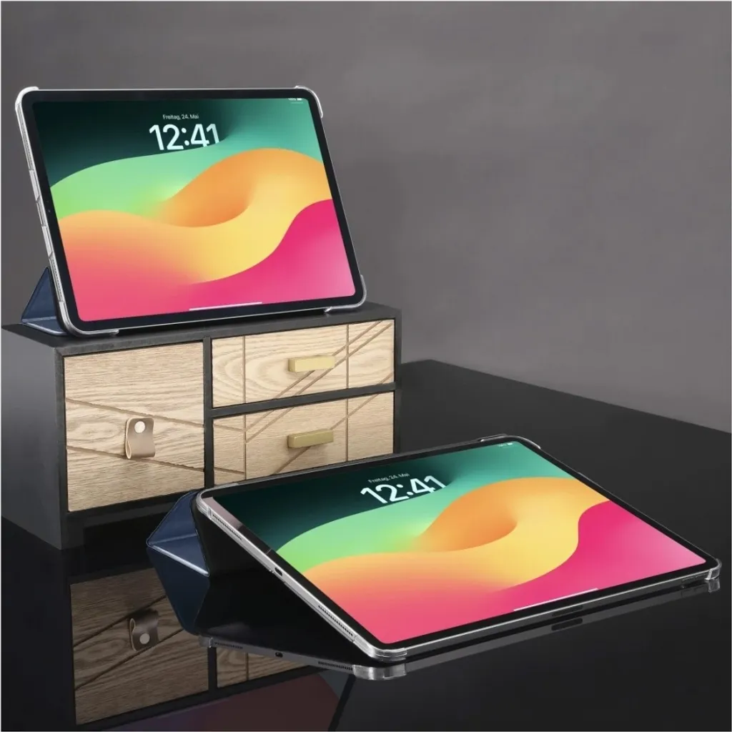 Housse iPad Air 13 Hama Fold Clear avec support et dos transparent