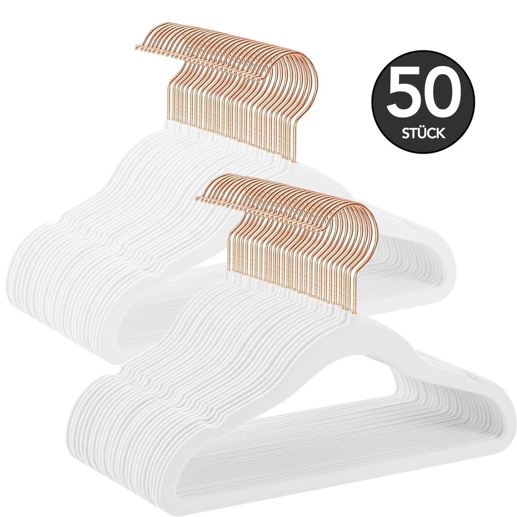 Brixy 50 Kinderkleiderbügel – Weiß – Kleiderbügel – Samt – Hosenleiste
