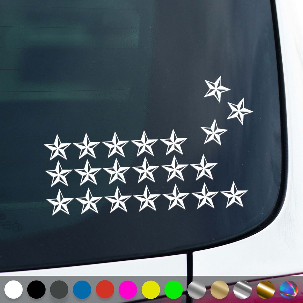 PantherPixel Sterne Set Aufkleber Aufkleberset Nautischer Stern Sticker Auto Geschenkidee Farbe Weiss