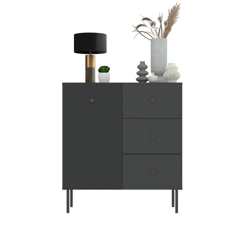 Commode combinée HASKEL anthracite - Buffet bas moderne pour la chambre - 8