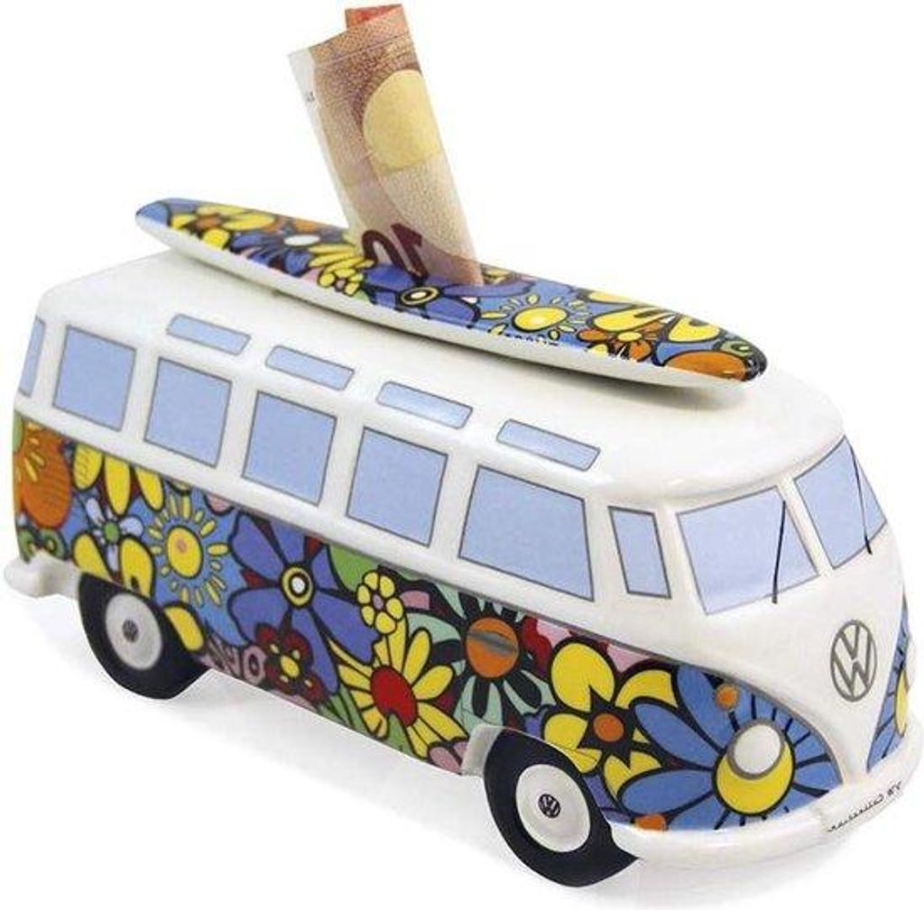 Minibus 1:18 Blumen Power Surfbrett Sammlermodell