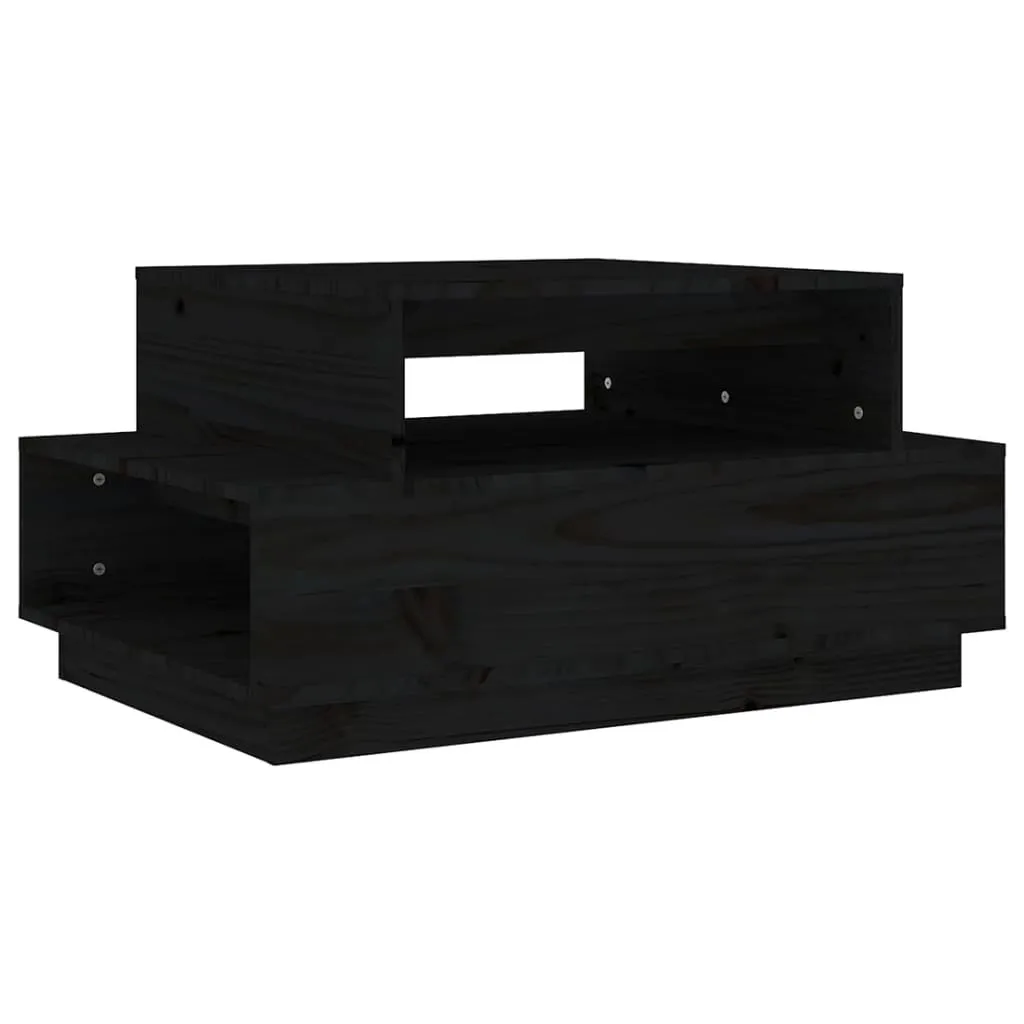SYFAX™ Tavolino Caffè Nero 80x55 cm Pino Massello - Facile Montaggio