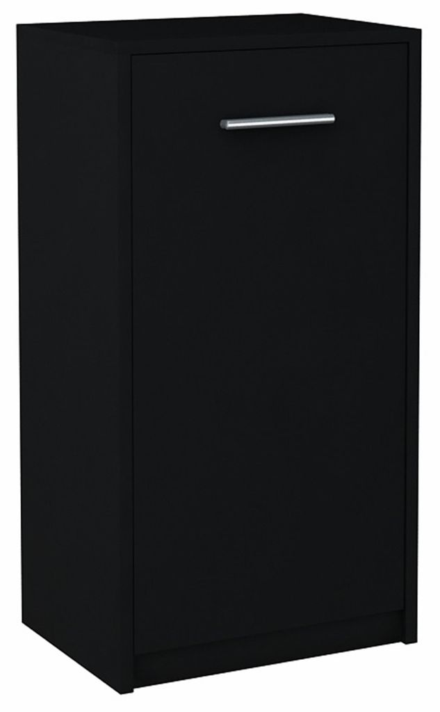 MATKAM Elegante Kommode BODO 1D, H/B/T 75 x 40 x 35 cm im modernen Design mit Regal und Tür (Schwarz)