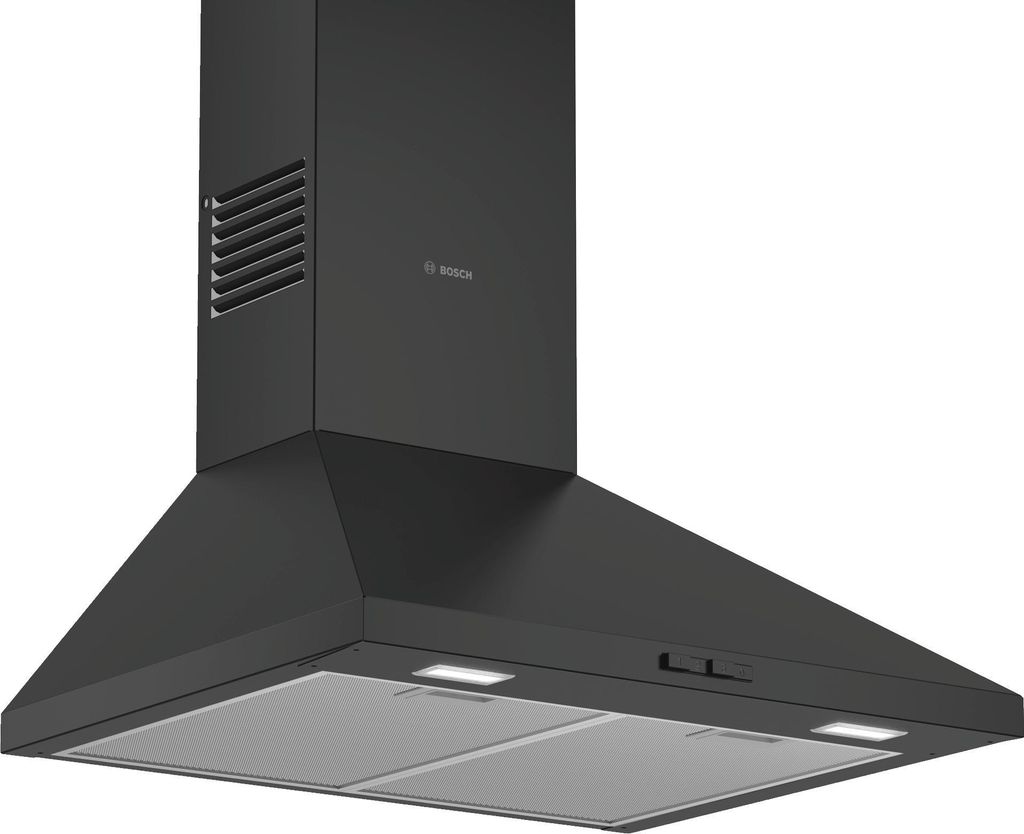 Dunstabzugshaube, Bosch DWP64BC60, Kaminhaube 60cm C, max 360 m3/h, 66 dB, Pyramiden-Design, schwarz