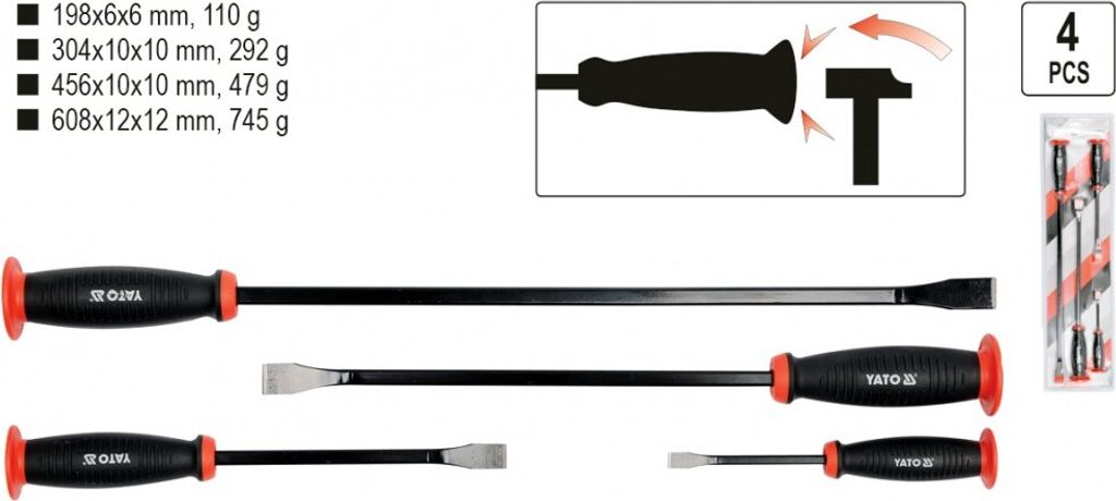 YATO 4-tlg. Go-Through Brecheisen-Set