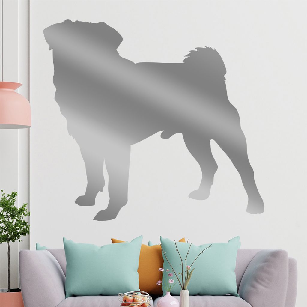 KIWISTAR Mops Silhouette Wandtattoo in 6 Größen - Wandaufkleber Wall Sticker - Dekoration, Küche, Wohnzimmer, Schlafzimmer, Badezimmer
