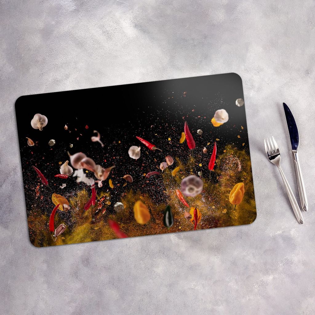 Tischset 4x45x30 cm Platzset Tischmatte Platzmatte Untersetzer - Gewürze Gemüse