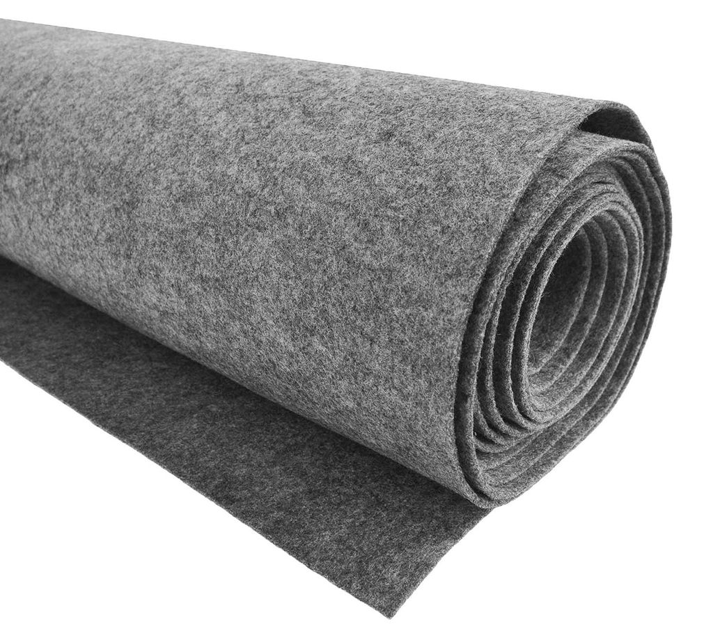1m Bastelfilz waschbar Meterware Filz 90cm x 3mm Dekofilz Filzstoff grau meliert