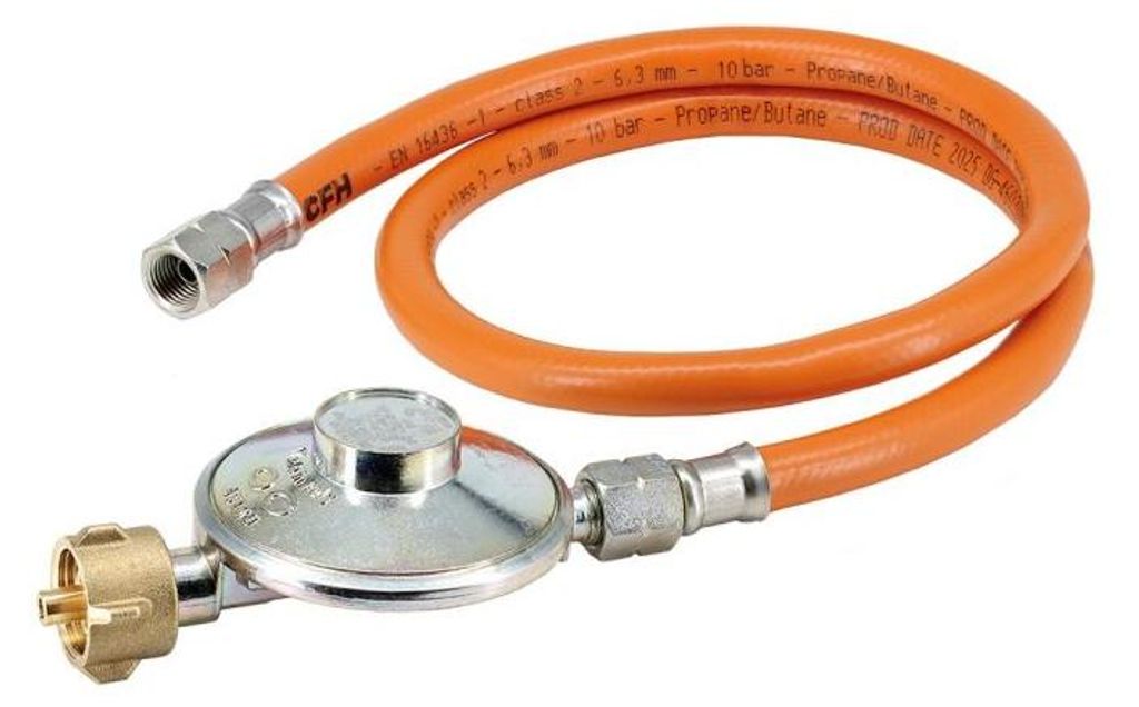 CFH Gasdruckregler 50 mbar mit 80 cm Gasschlauch DRS 452 Produktbild 