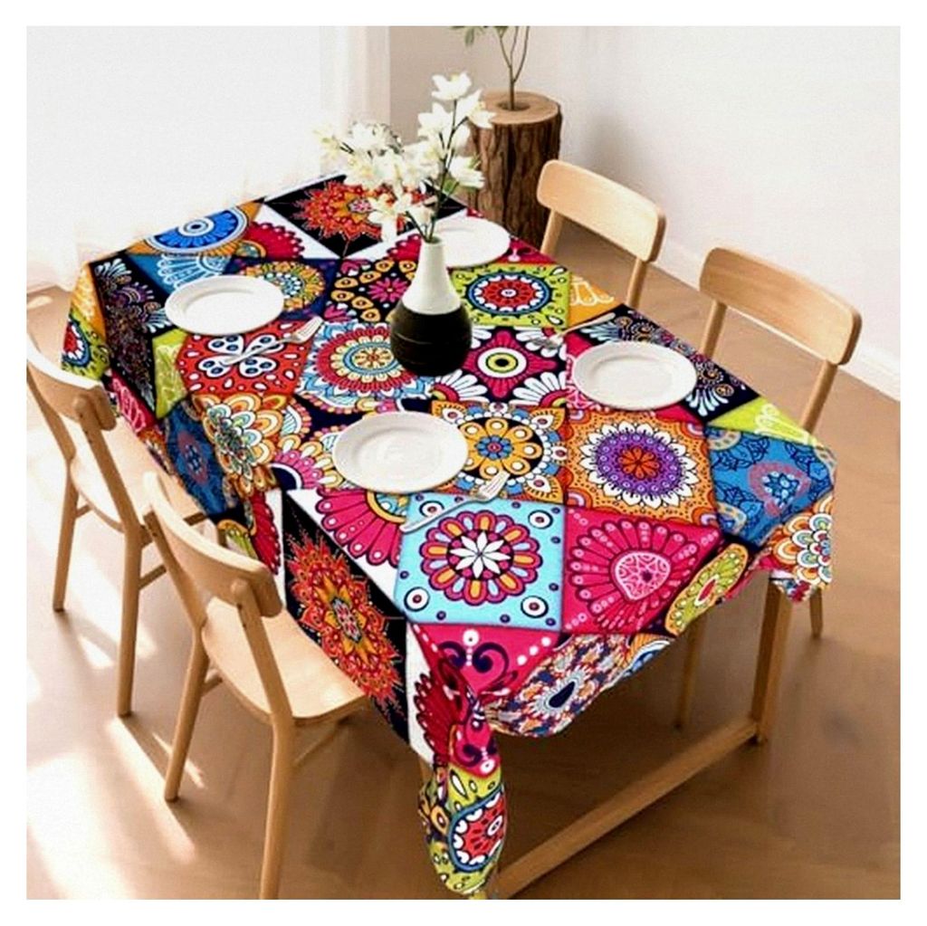 Wetterfeste Gartentischdecke, Abwaschbare Tischdecke im Boho-Stil für den Außenbereich, Rechteckiges Tischtuch aus Polyester für Abendessen, Kü...