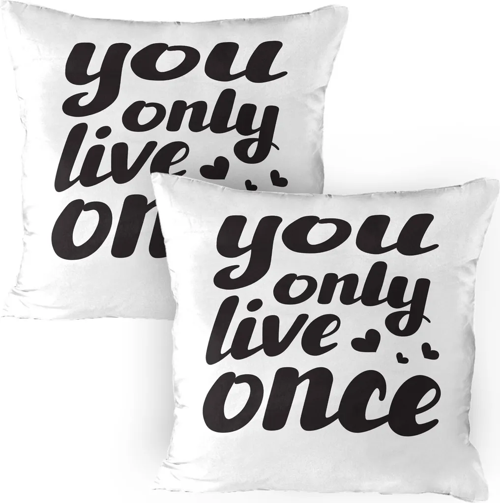 ABAKUHAUS YOLO Housse de Coussin 80x80 cm Lot de 2 Noir et Blanc