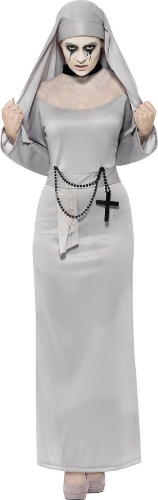 Zombie-Nonne Halloween Damenkostüm grau Produktbild 1