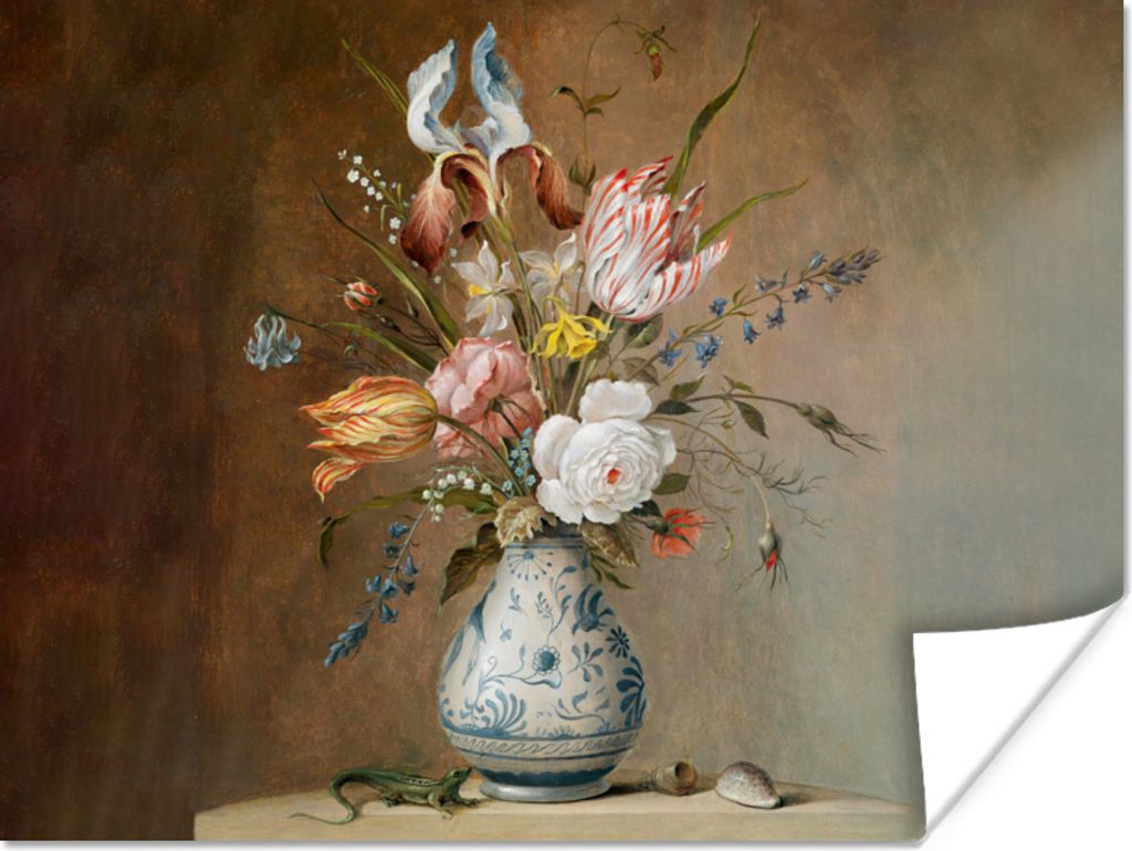 MuchoWow Poster Alte Meister - Blumen - Balthasar van der Ast 160x120 cm - Foto Plakat