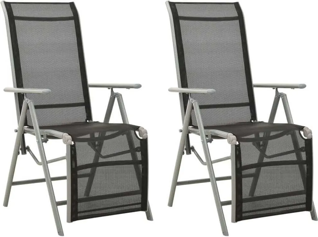 Chaises longues de jardin durables sans rouille en alu et textilène, 2 pcs