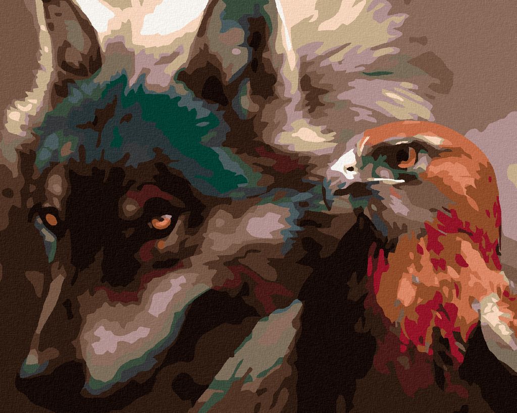 Zuty - Malen nach Zahlen - WOLF MIT RAUBTIER, 40x50 cm, ohne Keilrahmen