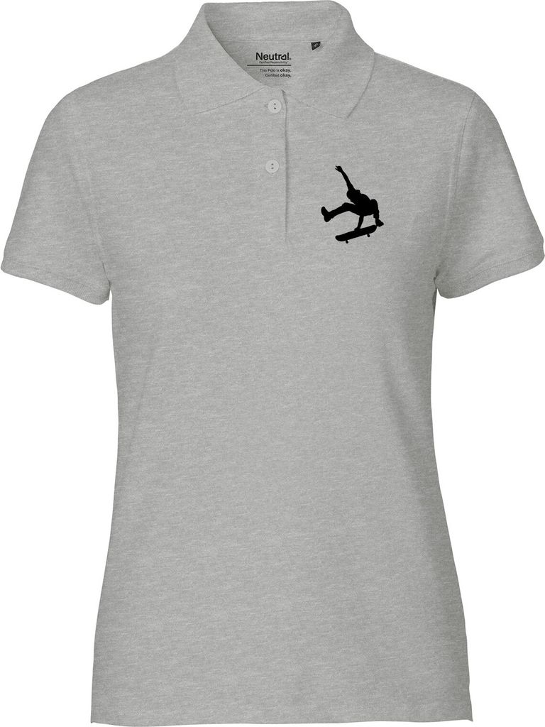 Huuraa Damen Polo Shirt Skateboarden Silhouette L Sport Grey Bio Baumwolle Fairtrade Poloshirt Geschenkidee