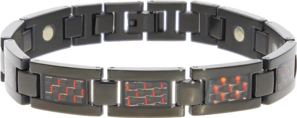 JuwelmaLux Magnetarmband Titan Ionen schwarz plattiert, Carbon effekt rot JL49-03-0020 22.5 cm