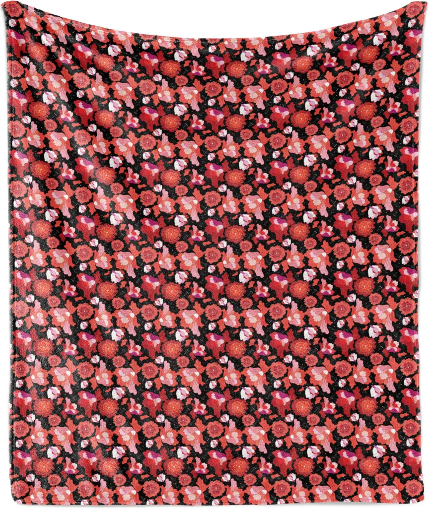 Coperta ABAKUHAUS 175x230 cm Pile Flanella Floreale Rosa Corallo