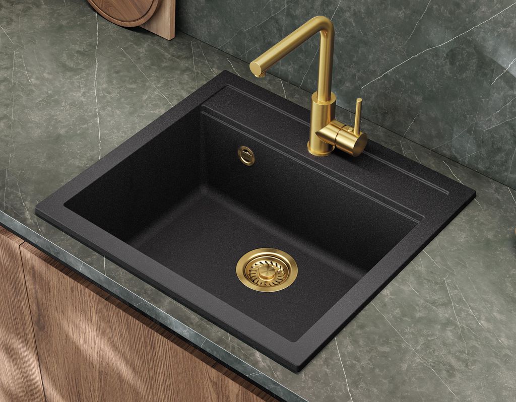 Helika® Granitspüle QUADRO 56 x 51 cm Schwarz inkl. Produktbild 