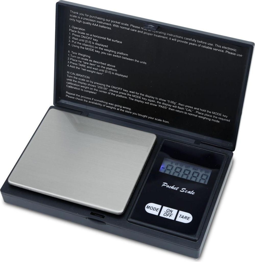 Intirilife Digitale Feinwaage in SCHWARZ – 500g Elektronische Taschenwaage mit Tara Funktion und LCD-Display – Extrem Präzise Digitalwaage fü...