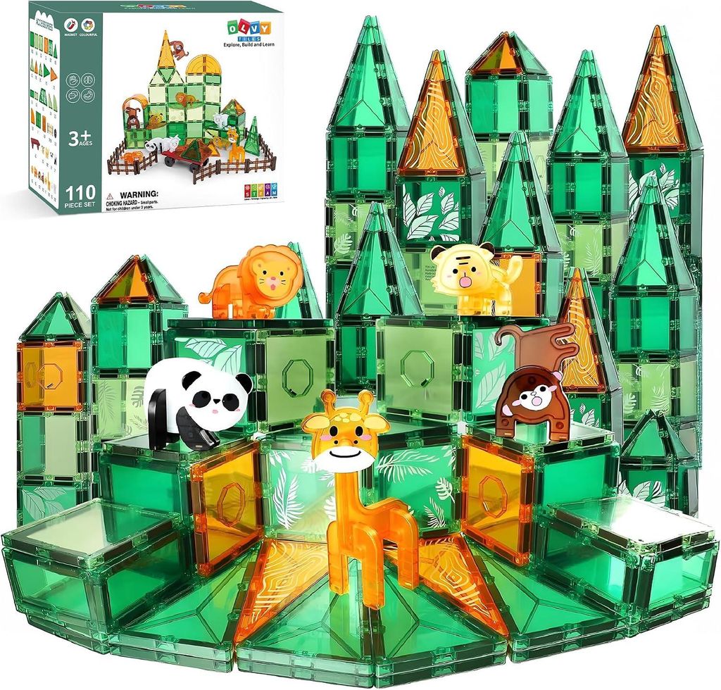 Olvy Magnetische bouwstenen, 110 stuks, Montessori Productafbeelding 