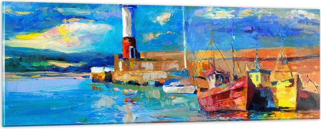 Bilder auf glas - Leuchtturm Meer - 90x30cm - Glasbilder - Wandbilder - Kunstdruck - zum Aufhängen bereit - Wanddekoration aus Glas - Glas Bilder ...