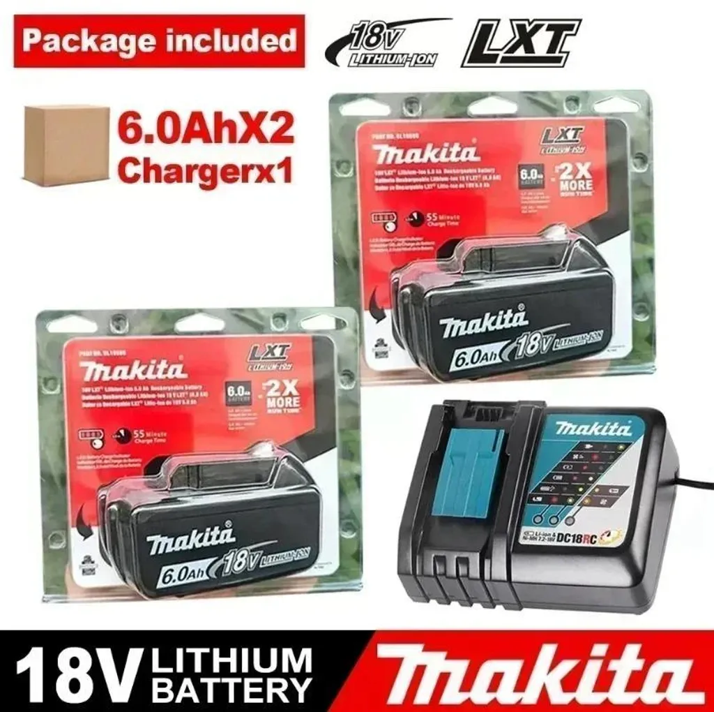 Kit Energie 18V pour Outil Sans Fil - 2 Batteries 6,0Ah et Chargeur Beige