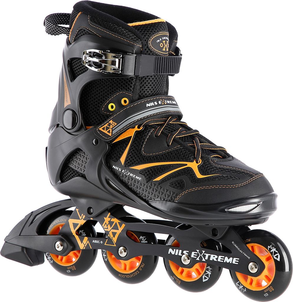 A single inline skate is shown against a white background.