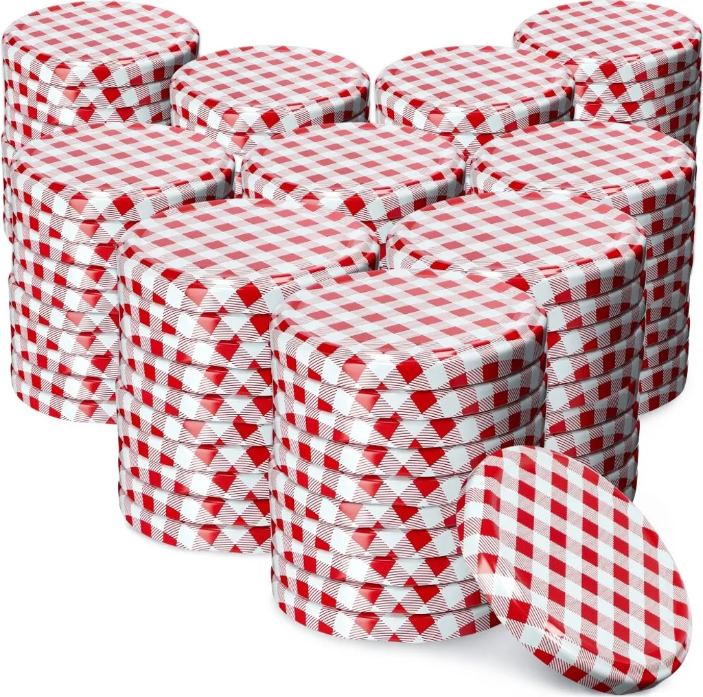 Coperchi Conserve 82mm KADAX Virbo - 100 Tappi Rosso a Scacchi