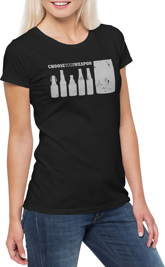 Urban Backwoods Choose Your Weapons I, Damen T-Shirt, Farbe: Schwarz, Größe: M