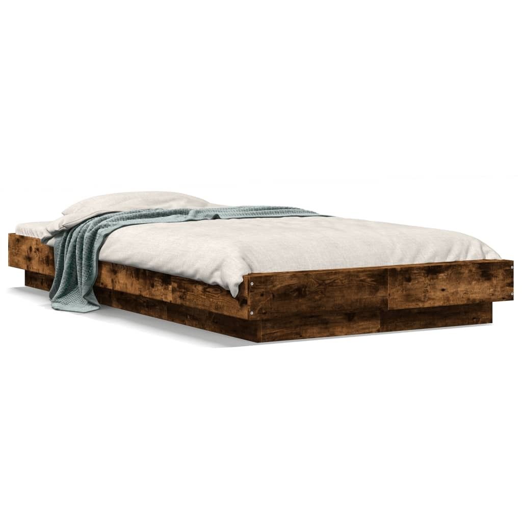 vidaXL Bettgestell Räuchereiche 90x190 cm Holzwerkstoff